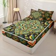 thumbnail image 2 of jejeloiu Vibrant Mandala Zipper Twin Comforter Sets with Fitted Sheet and 2 Pillowcases For Men Women,Peacock Pattern Zipper Bedding Set,Multi Black,Black Reversible,4-Piece, 2 of 7