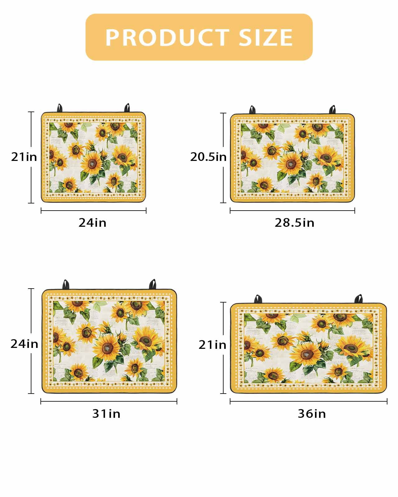 nqOlkjepod Large Induction Cooktop Protector Mat 24"x21", South West Sunflowers Stove Top Covers for Electric Stove, Spring Summer Yellow Flower Green Leaf Stove Burner Cover Mats Stove Cover
