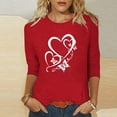 thumbnail image 4 of Maplenight Valentine's Day 3/4 Sleeve Shirts for Women Loose Casual Crewneck Cute Tops Funny Graphic Tees Blouse, 4 of 5