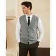 thumbnail image 4 of Kallspin Men's Vest Sweater Wool Blended V Neck Sleeveless Button Cardigan Sweater(Gray,Large,Tall), 4 of 8