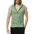thumbnail image 2 of Biekopu Men's Summer Sleeveless Hoodies,Solid Color Hooded Casual Workout Muscle Button Shirt Tank Tops, 2 of 9