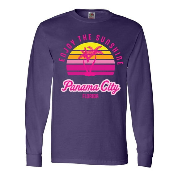 Inktastic Summer Enjoy the Sunshine Panama City Florida in Pink Long Sleeve T-Shirt
