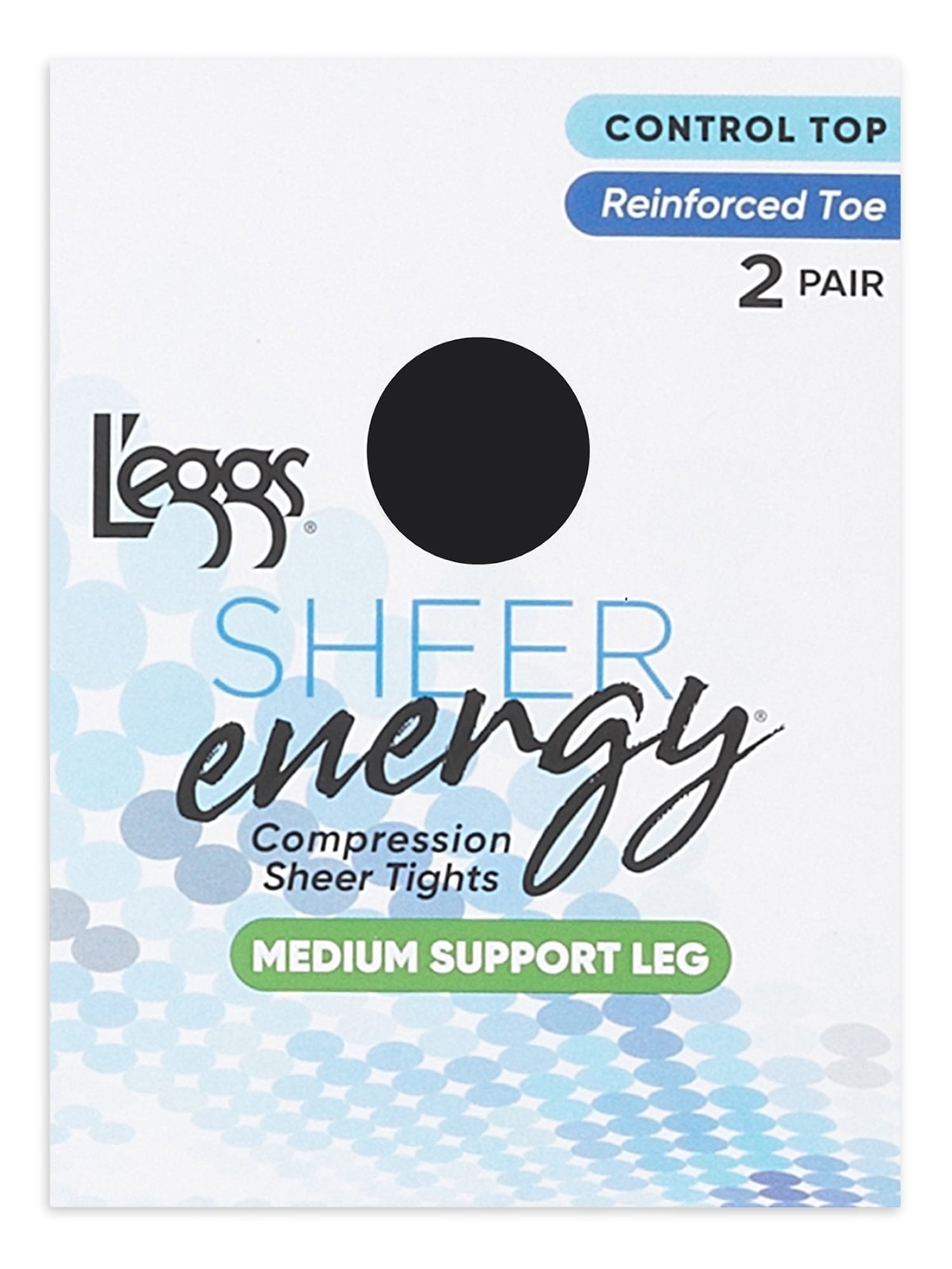 L'eggs Sheer Energy Medium Leg Support Control Top Sheer Tights Women's Reinforced Toe, 2 Pair