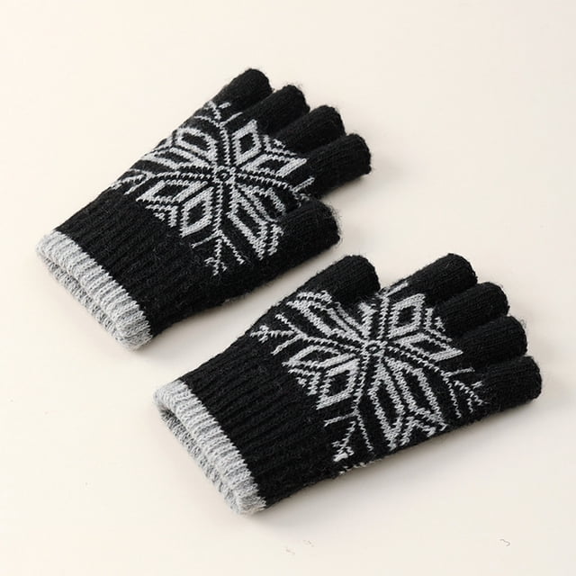 Gants d'Hiver pour Femmes Chauds Demi-Poignard Tricotés en Laine Gants Anti-Gel