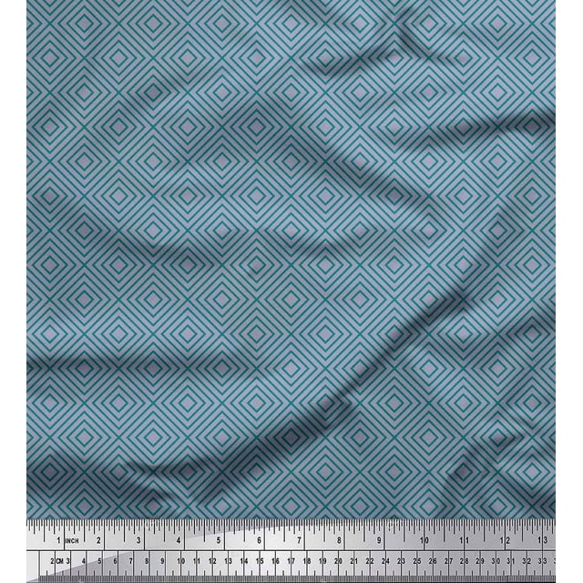 Soimoi Gray Cotton Poplin Fabric Diamond Geometric Print Sewing Fabric Yard 56 Inch Wide
