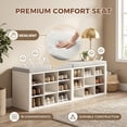 thumbnail image 4 of Shoe Bench with Cushion, Entryway Storage Bench with 18 Cubbies, 9.5" Widened Shoes Rack Benchs, Shoe Cubby Rack for Living Room, Bedroom, Entryway, White, 4 of 8
