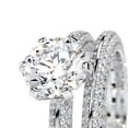 thumbnail image 3 of Blue Jewel Round Cut Brilliant 2 Ct Diamond Rings - Anniversary Gifts - 14K White Gold Plated Rings - Solitaire with Accent Diamond Rings for Her - Two Eternity Band Diamond Rings for Women's, 3 of 6