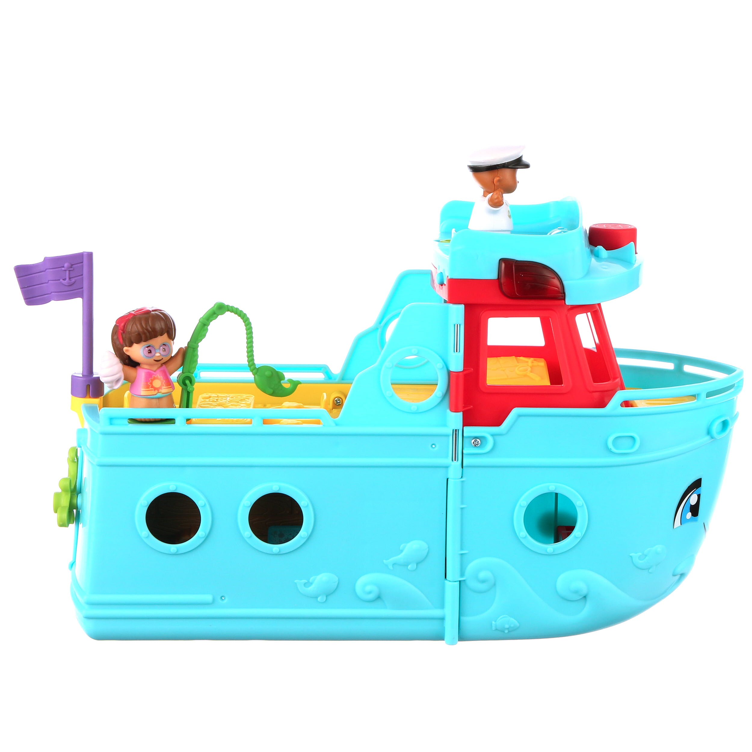 Fisher Price Little People Boat Ship Captain Sailor Eddie in Blue & White #1 