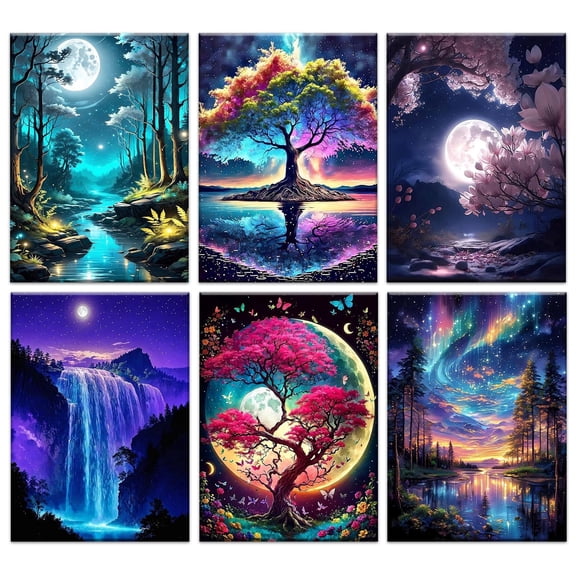 JYLMOOD 6 Pack Diamond Painting Kits with Full Accessories for Adults 30x40cm, craft Kits for Home Office Wall Decro