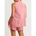 thumbnail image 2 of Women 2 Piece Outfits Casual Shorts Set Sleeveless V Neck Button Down Tank Tops & Shorts Tracksuit, 2 of 5