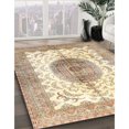 thumbnail image 3 of Ahgly Company Machine Washable Indoor Round Traditional Khaki Gold Area Rugs, 4' Round, 3 of 7