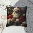 thumbnail image 2 of Orinice Santa Claus Christmas Tree Graphic Decorative Cushion Throw Pillow Cover for Home Couch Living Room Bed Sofa, Winter Aesthetic Pillowcase 1PC 12x12in, 2 of 5