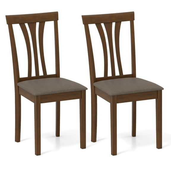 Costway Dining Chairs Set of 2 Linen Fabric Dining Room Chairs with Hollowed Backrests