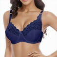 thumbnail image 2 of PEASKJP Women's Soft Wirefree With Lace Bra Minimizer Bra, Dark Blue 80D, 2 of 4