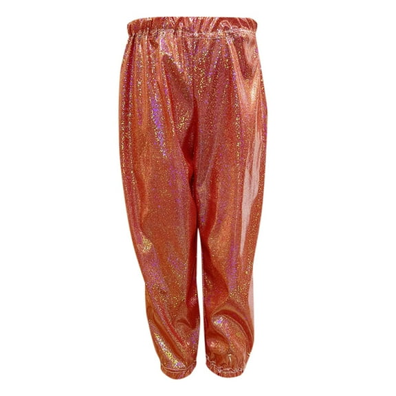 RMGVDSD Kids Girls Boys Sparkly Metallic Harem Dance Pants Bottoms Loose Casual Pants Modern Fit Trousers Street Dancewear Carnival Trendy Jogger Trousers