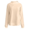 thumbnail image 4 of Bysome Women Sweatshirts Solid Color Long Sleeve Mandarin Collar Tops Autumn Warm Women Sweatshirt Size L Beige, 4 of 4