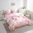 thumbnail image 3 of jejeloiu Cute Cartoon Unicorn 7-Piece Bedding Comforter Set,Colorful Kawaii Flowers King Bedding Sets,Watercolor Ink Painting Bed Sheets For Girls Teens,Super Cozy Room Decor Reversible, 3 of 8