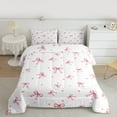 thumbnail image 2 of Feelyou Cartoon Cute Bow Queen Comforter Set for Kid, Princess Ribbon Bedding Sets, Kawaii Love Heart Reversible Bedding Comforter Set, Breathable Home Decor, 3pcs, 2 of 8