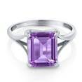 thumbnail image 3 of Gem Stone King 14K White Gold Purple Amethyst Solitaire Engagement Ring for Women (4.50 Cttw, Emerald Cut 11x9MM, Gemstone Birthstone), 3 of 6