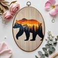 thumbnail image 7 of Canvas Wall Art Vintage Brown Bear Silhouette Forest Mountain Sunset Rustic Wildlife Oval Framed Canvas Prints Hunting Theme Wall Hanging Decor for Cabin Lodge 8.6"x11.4", 7 of 7