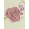 thumbnail image 4 of Musuos Baby Girl Casual Sweaters 3 6 9 12 18M Cute Long Sleeve Letter Embroidery Knit Pullover Infant Tops, 4 of 10