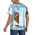 thumbnail image 2 of Rateoe Funny Cat Taking a Bath Pattern Men’s Baseball Short Sleeve Polo Shirt, Midweight Men's Shirt Golf Shirt Polo Shirts Quick Dry Short-Medium, 2 of 7
