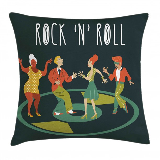 Rock and Roll Throw Pillow Cushion Cover, Illustration of People