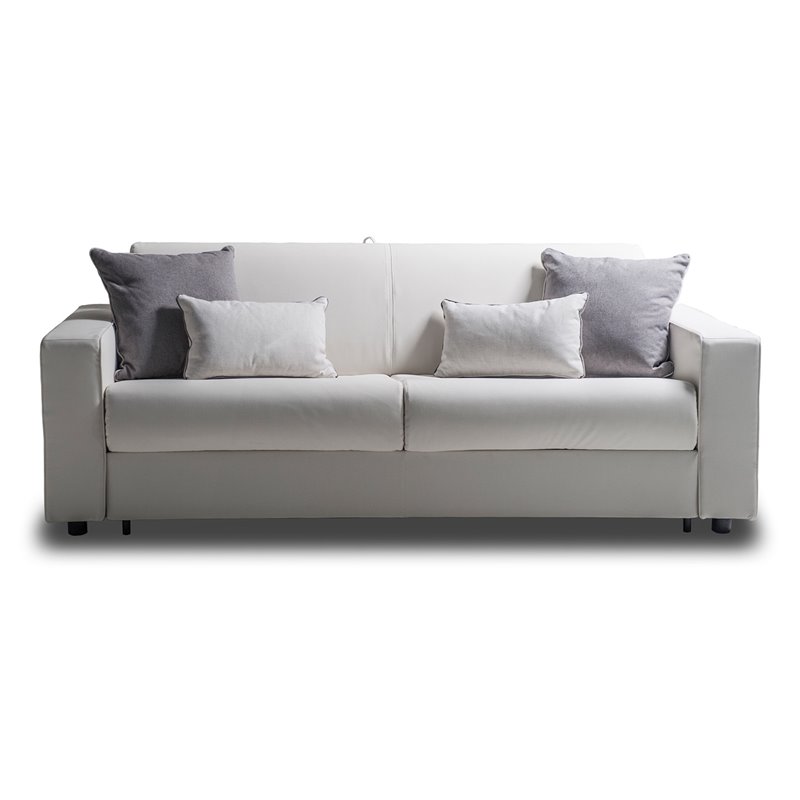 Modern Reserve Faux Leather Italian Queen size Frame Sofa Bed in White