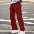 thumbnail image 2 of Resicozy Mens Corduroy Straight Leg Pants Long Solid Elastic Waist Casual Vintage Pants Loose Fit Going Out Pant with Pockets Wine S, 2 of 8