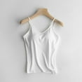 thumbnail image 3 of Built In Bra Tank Tops for Woman's Solid Color With Bra Pads Bra One Vest Camisole Top Tank Tops White, 3 of 7