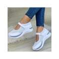 thumbnail image 4 of SIMANLAN Women's Fashion Low Top Wedge Shoe Running Lightweight Casual Sneakers Ladies Comfortable Round Toe Mary Jane Sneaker White 9, 4 of 5