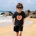 thumbnail image 6 of Girls' Watermelon T-Shirt Heart Print Short Sleeve 100% Cotton Graphic Tee Black,Size 7 T, 6 of 9