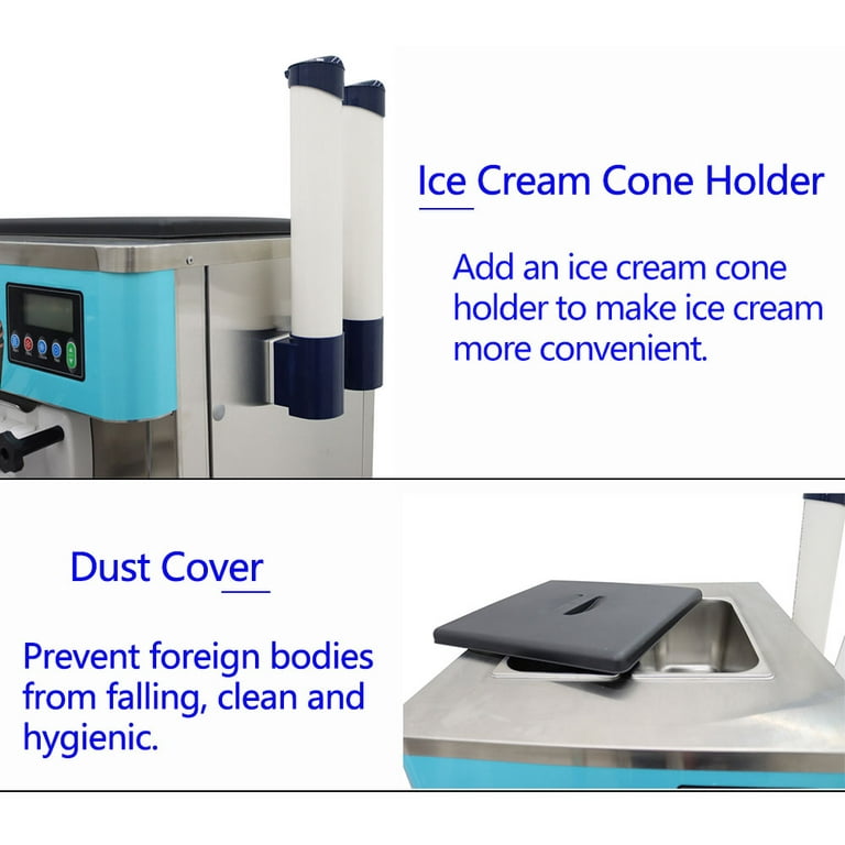 Pro Soft Ice Cream Maker Commercial 3 Flavors Sweet Cones Freezing Machine