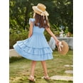 thumbnail image 5 of Arshiner Girls Flutter Sleeve A-Line Sundress Casual Summer Tiered Swing Midi Pocket Dress, 5 of 6