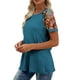 thumbnail image 4 of Tops de manga corta de mujer Casual Off Shoulder Raglan Print Blouse Summer Fashion Top, 4 of 8