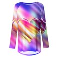 thumbnail image 4 of Qertyioot Chemise Cœur d'Amour Pull de la Saint-Valentin, Mode Été pour Femmes Imprimé Col Rond Manches Longues Ample Blouse, 4 of 5