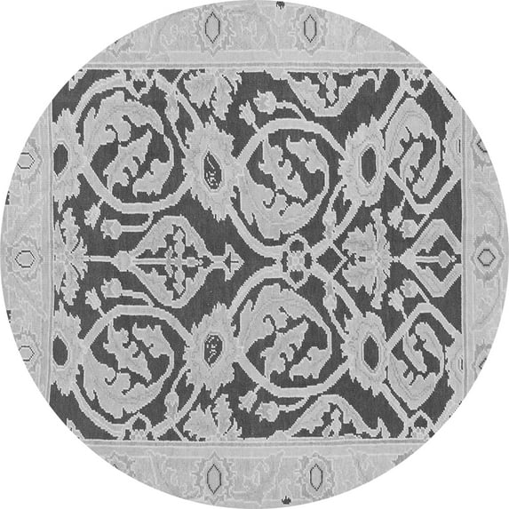Ahgly Company Indoor Round Abstract Gray Modern Area Rugs, 5' Round