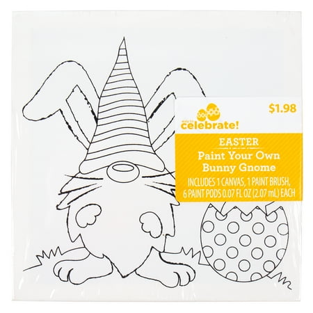 Way To Celebrate Easter Paint Your Own Bunny Gnome Canvas, Ages 3+