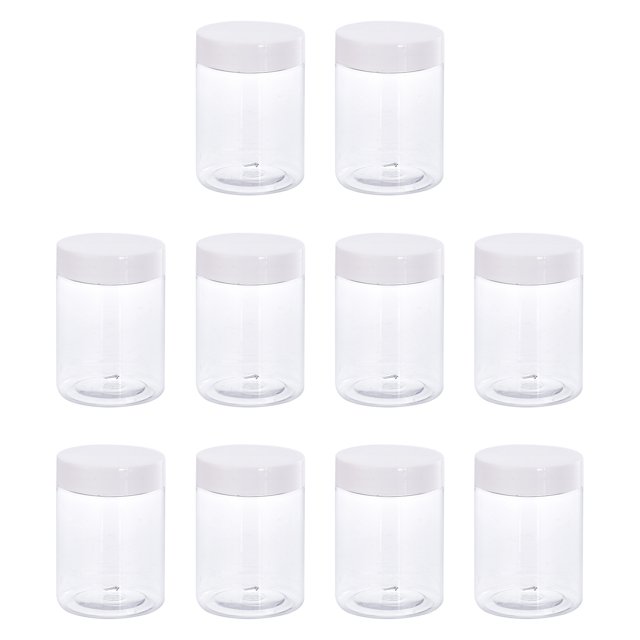 Uxcell tarros de plástico redondos de 10 oz / 300 ml con tapa de tornillo blanca para almacenamiento 10Pack