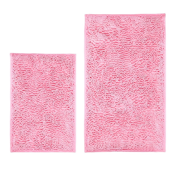 Set de alfombras de baño Lanyunumi, felpilla rosa, 2 piezas