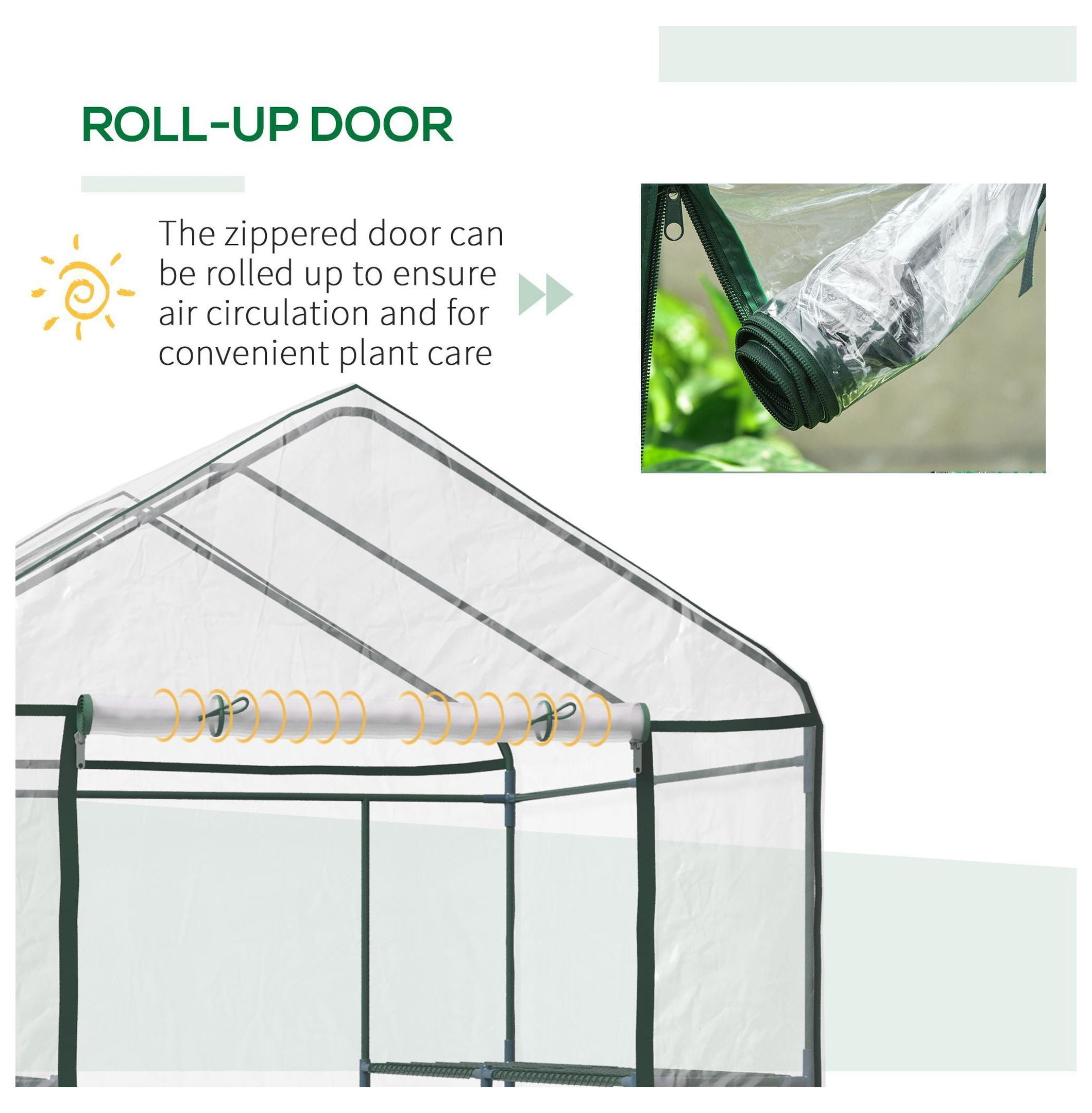 Walk-in Greenhouse 5'x5'x6', Portable Hot House with Shelves & Roll-Up Door, Outdoor Garden Greenhouse for Year-Round Growing
