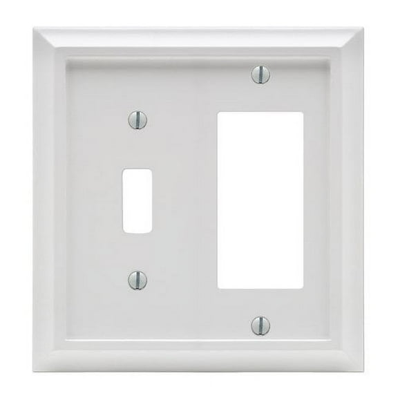 Amerelle 2040TRW Deerfield Wallplate, 1 Toggle / 1 Rocker, Wood, White, 1-Pack