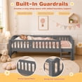thumbnail image 4 of Sesslife Twin Platform Bed Frame, Solid Wood Toddler Twin Bed with Safety Guardrails and Built In Step for Kids, Montessori Low Profile Bed Frame with Slats, No Box Spring Needed, 400 lbs, Gray, 4 of 10
