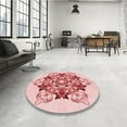 thumbnail image 4 of Ahgly Company Machine Washable Indoor Round Transitional Red Area Rugs, 3' Round, 4 of 7