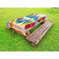 thumbnail image 1 of 70s Party Outdoor Tablecloth, Peace and Love Tie Dye Funky Color Splashes Rainbow Abstract Artistic Artwork, Decorative Washable Fabric Picnic Tablecloth, 58 X 104 Inches, Multicolor, by Ambesonne, 1 of 2