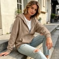 thumbnail image 5 of VV AVEORS Womens Zip Up Hoodies 2026 Oversized Sweatshirt Spring Fall Layering Jacket With Pockets Track Jackets Cozy Fleece Winter Clothes Camel L, 5 of 8
