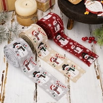 3PCS Christmas Ribbon with Snowman Print, Red and White Gift Wrapping Ribbon & Christmas Tree Decoration Bow Roll for Holiday Crafts