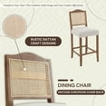 thumbnail image 6 of Dayalane Counter Height Bar Stools Set of 2, 26" Farmhouse Wooden Barstools with Rattan Back, Mid Century Modern Linen Upholstered Breakfast Bar Stool Chairs for Bar Kitchen Island Bistro, Beige, 6 of 17