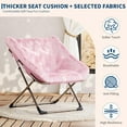 thumbnail image 5 of Folding Saucer Chair for Adults, Faux Fur Reading Lounge Chair with Plush Cushion & Metal Legs, No Assembly, Space-Saving for Living Rooms, Apartments, Dorms, Pink, 5 of 9