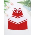 thumbnail image 3 of LiiYii Girls Cheerleading Stage Outfit Sleeveless Zippered Tops with Pleated Skirt Set for School Party Red&White 8, 3 of 7
